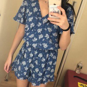 One Clothing LA Blue Floral Romper XS